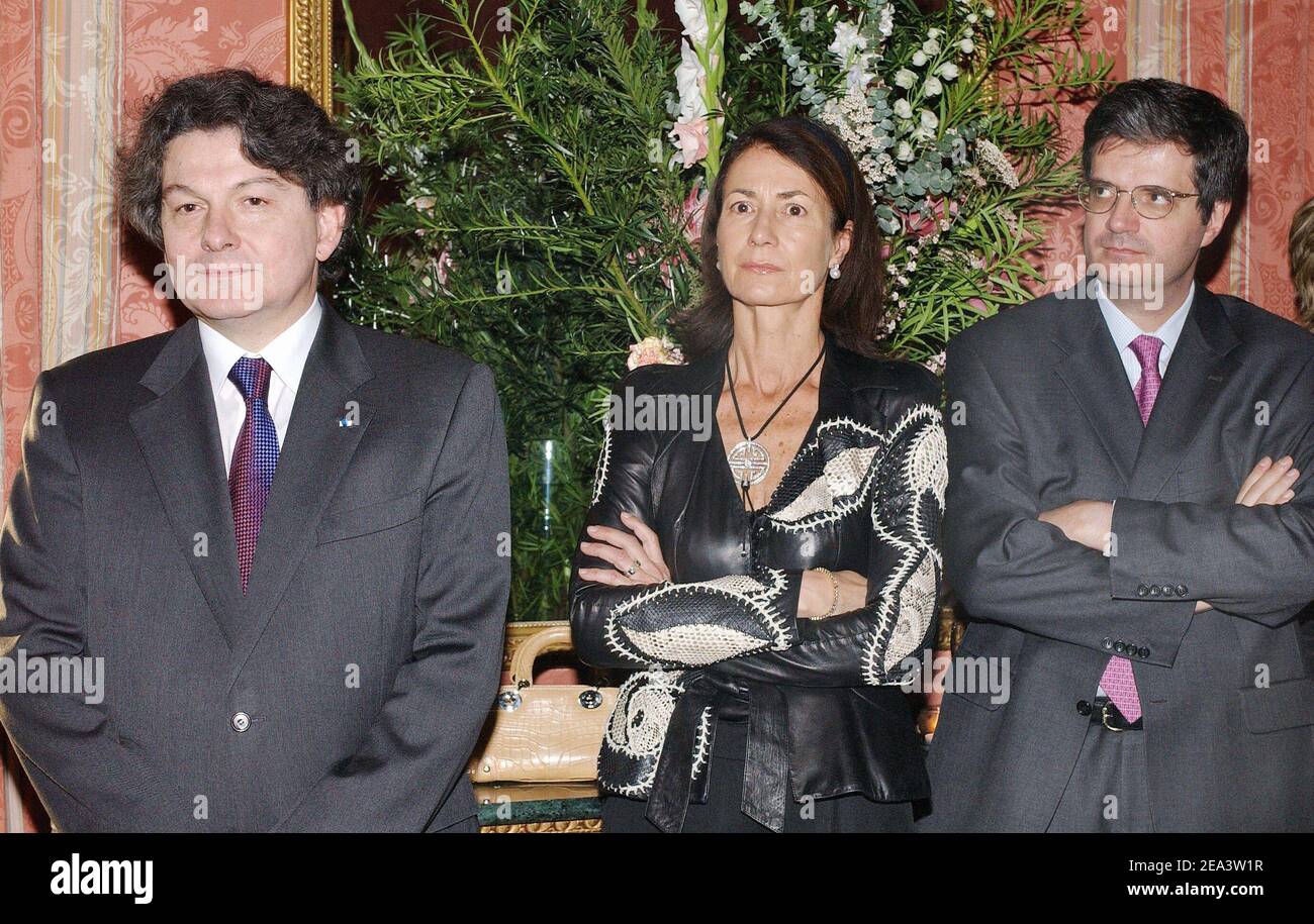 French Minister of Finance and Economy Thierry Breton, pictured here with  his wife Valerie and the French consul in New York Francois Delattre,  delivers a keynote address to French entrepreneurs regarding his