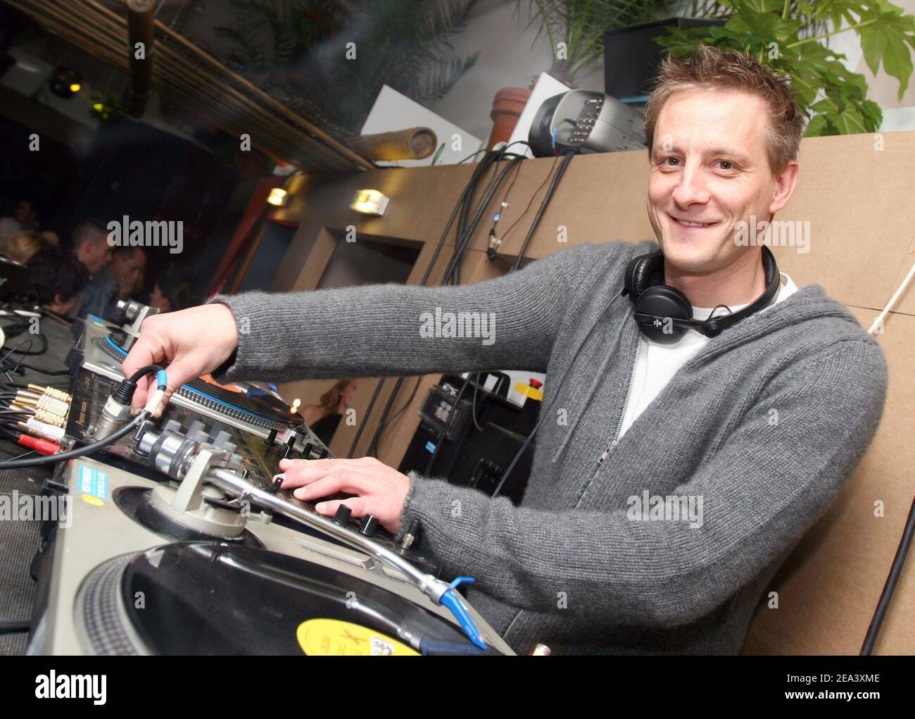 French radioman Max, Fun radio mixes music during the opening party of  Dinard Festival, for young fashion designers. Photo by Edouard Stock Photo  - Alamy