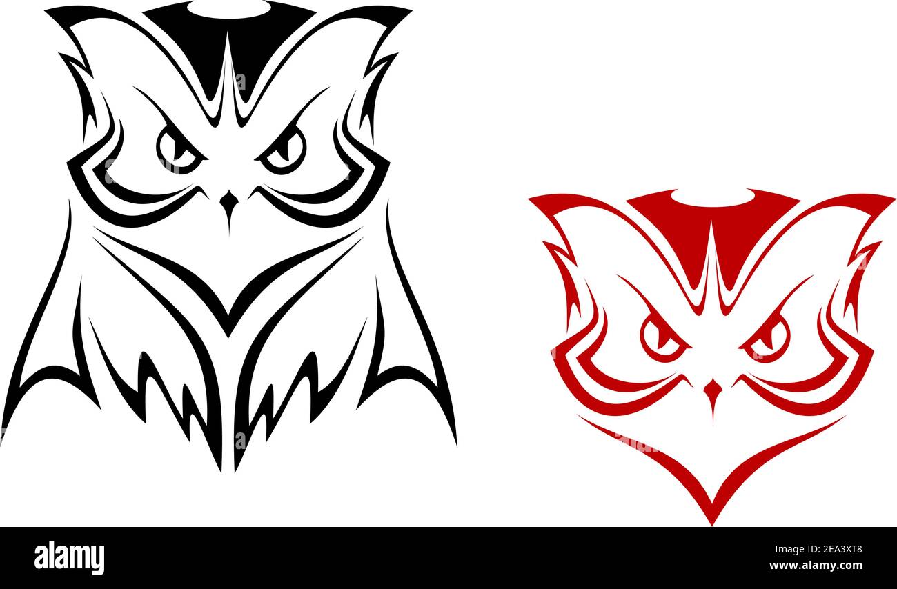 Owl mascot in two variations for tattoo or emblem design Stock Vector