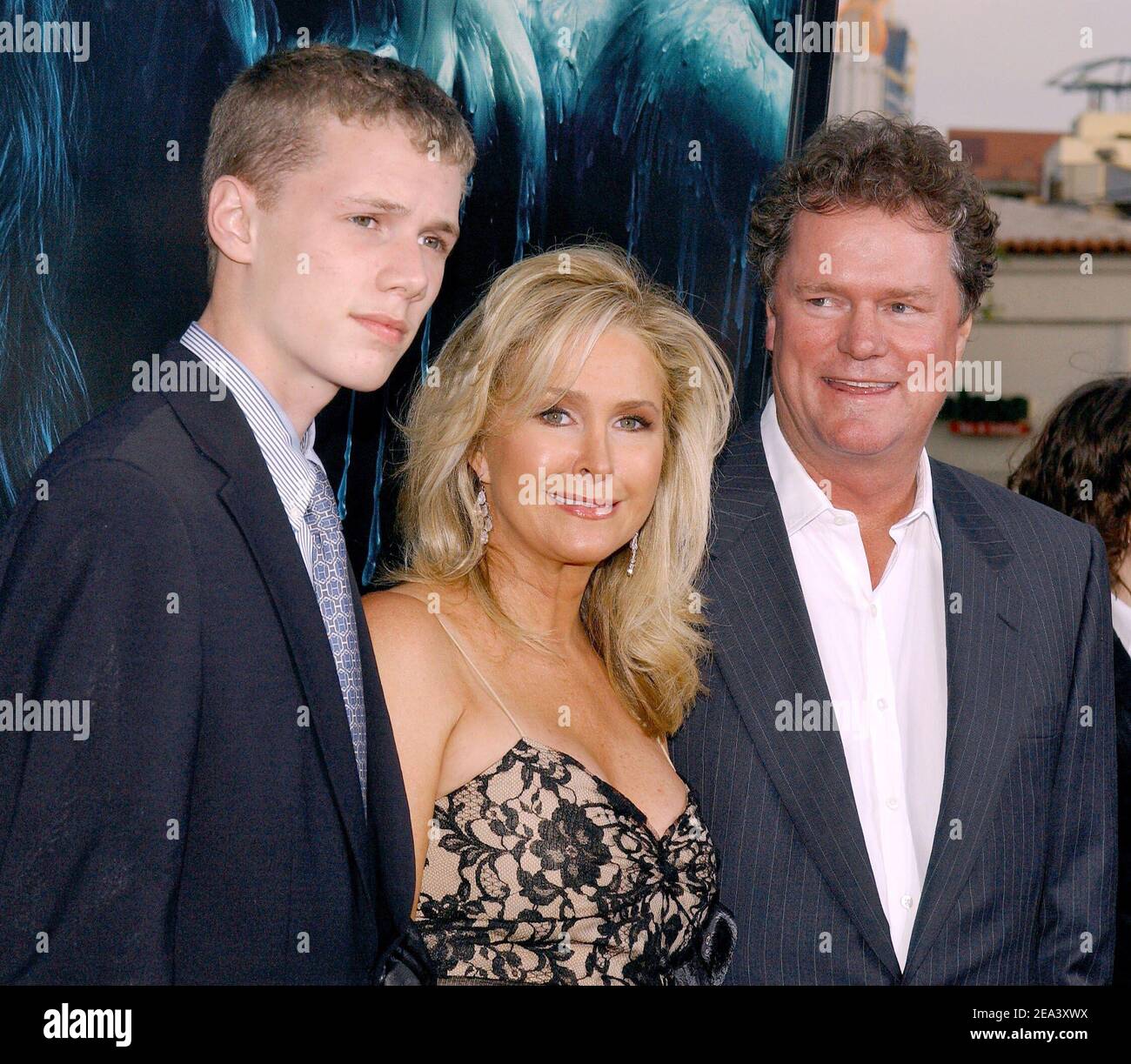 Kathy Hilton, Rick Hilton and Baron Hilton attend the premiere of the 'House of Wax' at the Mann Village Theatre in Westwood, Los Angeles, CA, USA, on April 26, 2005. Photo by Lionel Hahn/ABACA. Stock Photo