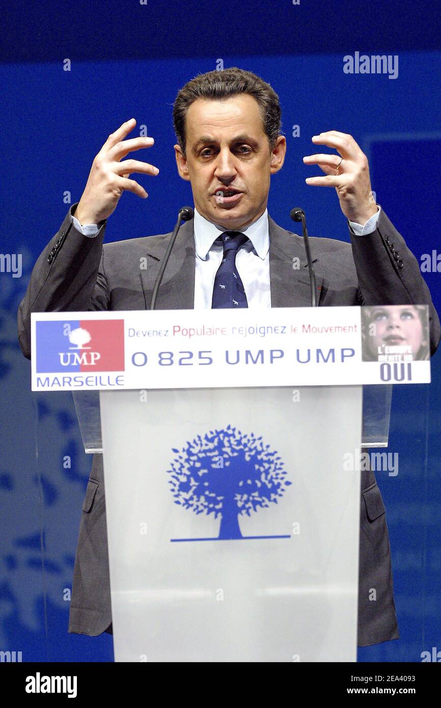 Governing UMP party president Nicolas Sarkozy attends a meeting of UMP ...