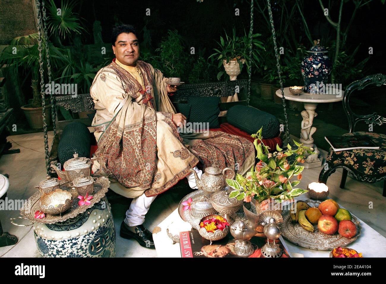 EXCLUSIVE. Umang Hutheesing, Lord of Ahmedabad, poses in his recently restored palace in Ahmedabad, Gujarat State, India, in March 2005. Photo by Alexis Orand/ABACA. Stock Photo
