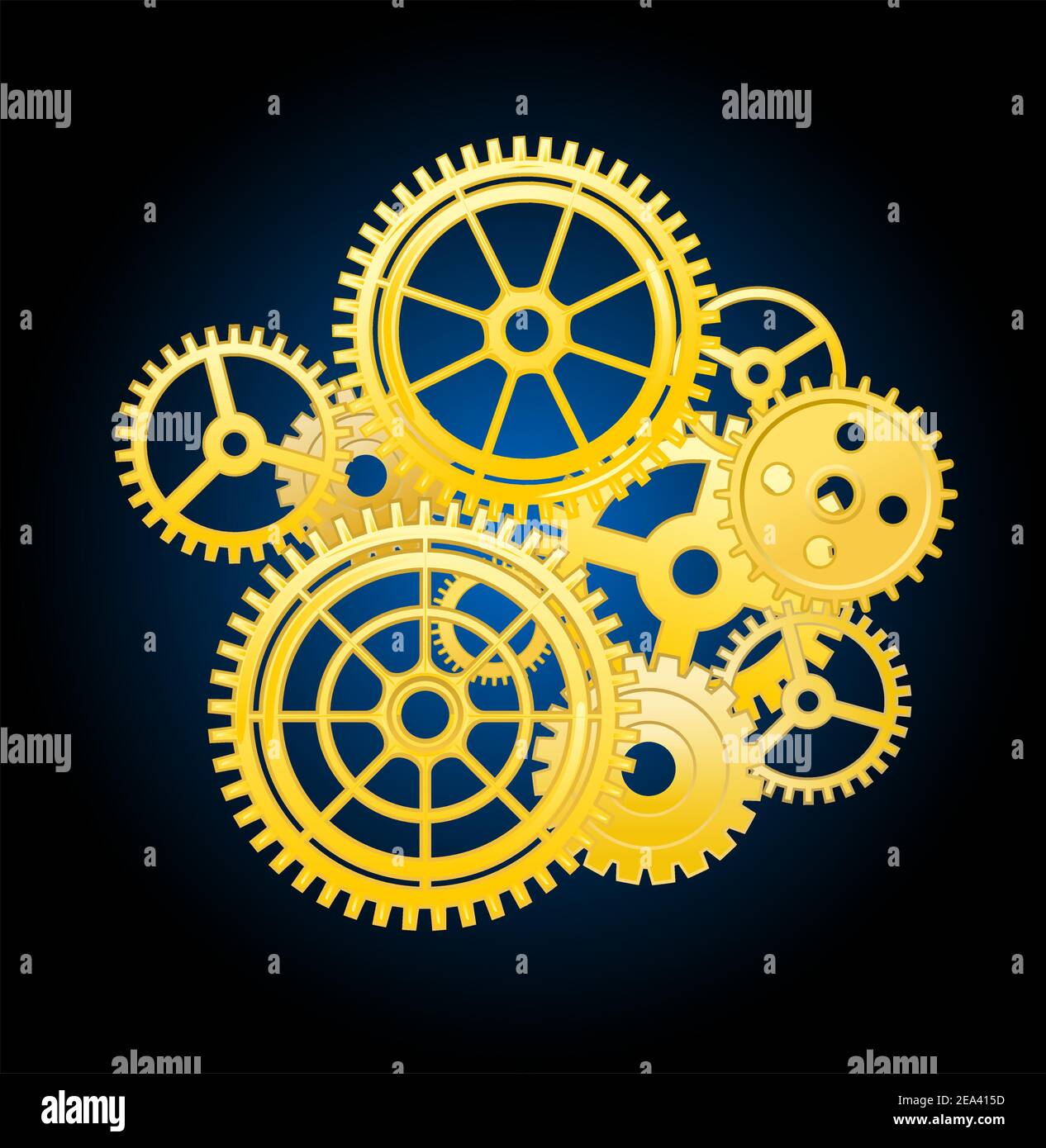 Clockwork mechanism elements with gears for time concept design Stock