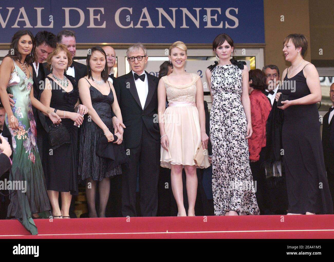 Woody Allen and Soon-Yi Previn, Scarlett Johansson, Sally Fields and Emily Mortimer arrive for the screening of the film 'Match Point' directed by Woody Allen and presented out of competition at the 58th International Cannes Film Festival, in Cannes, southern France, on May 12, 2005. Photo by Hahn-Klein-Nebinger/ABACA Stock Photo