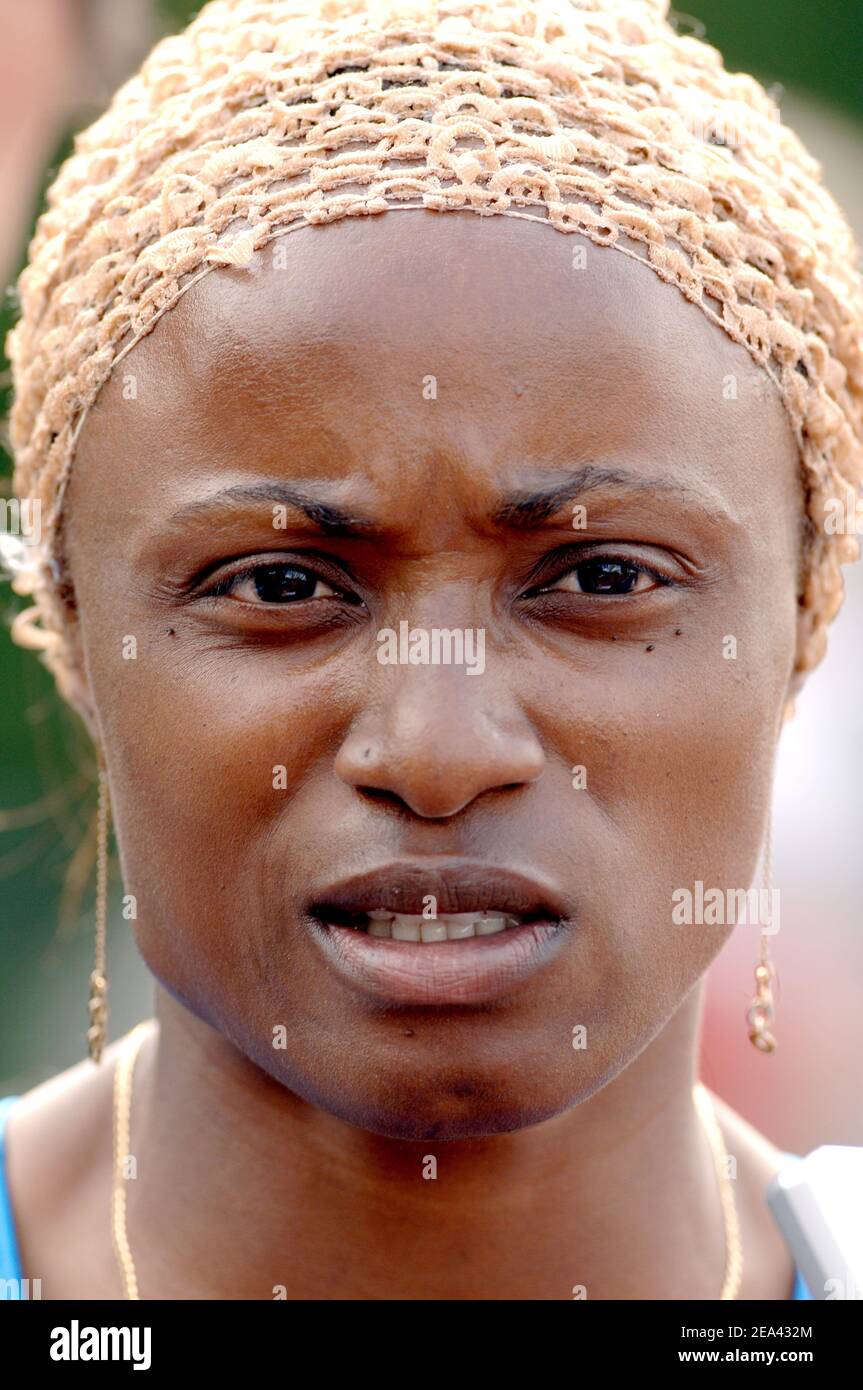 French athlet Eunice Barber during a meeting in Montgeron, near Paris, France, on May 15, 2005. Photo Nicolas Gouhier/ABACA Stock Photo