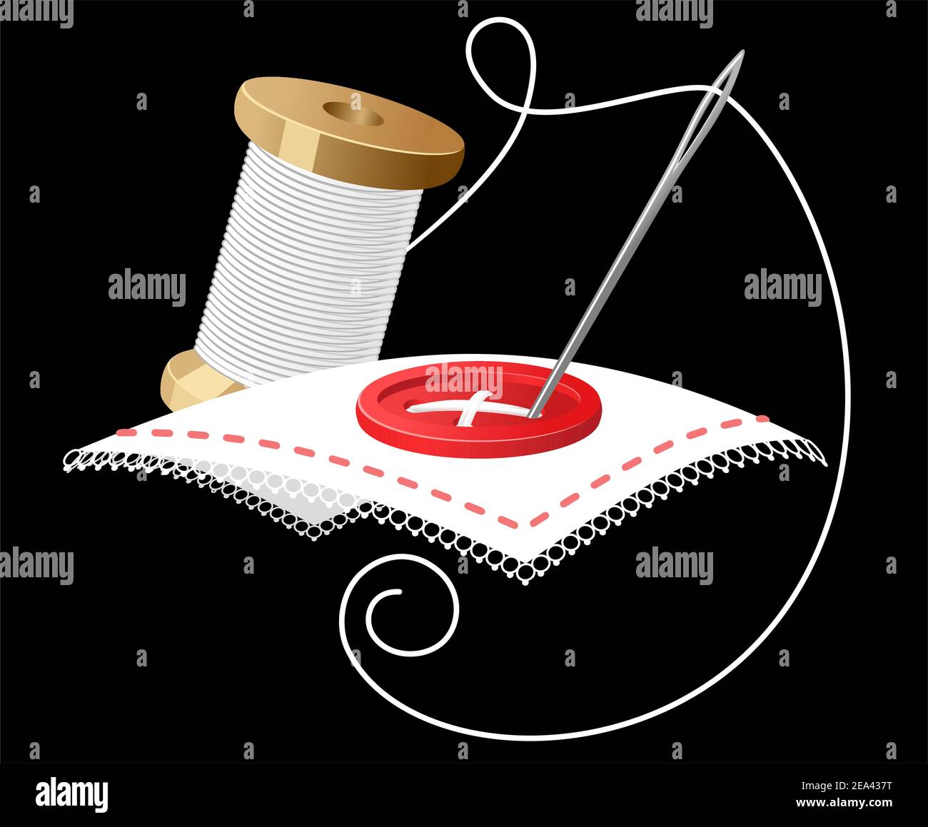 Needle with white threads as a sewing symbol Stock Vector Image & Art