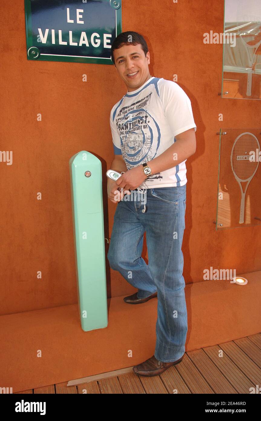 French singer Faudel pictured at the Roland Garros 'VIP Village' during the tennis Open 2005 at Roland-Garros in Paris-France on May 25, 2005. Photo by Gorassini-Zabulon/ABACA. Stock Photo