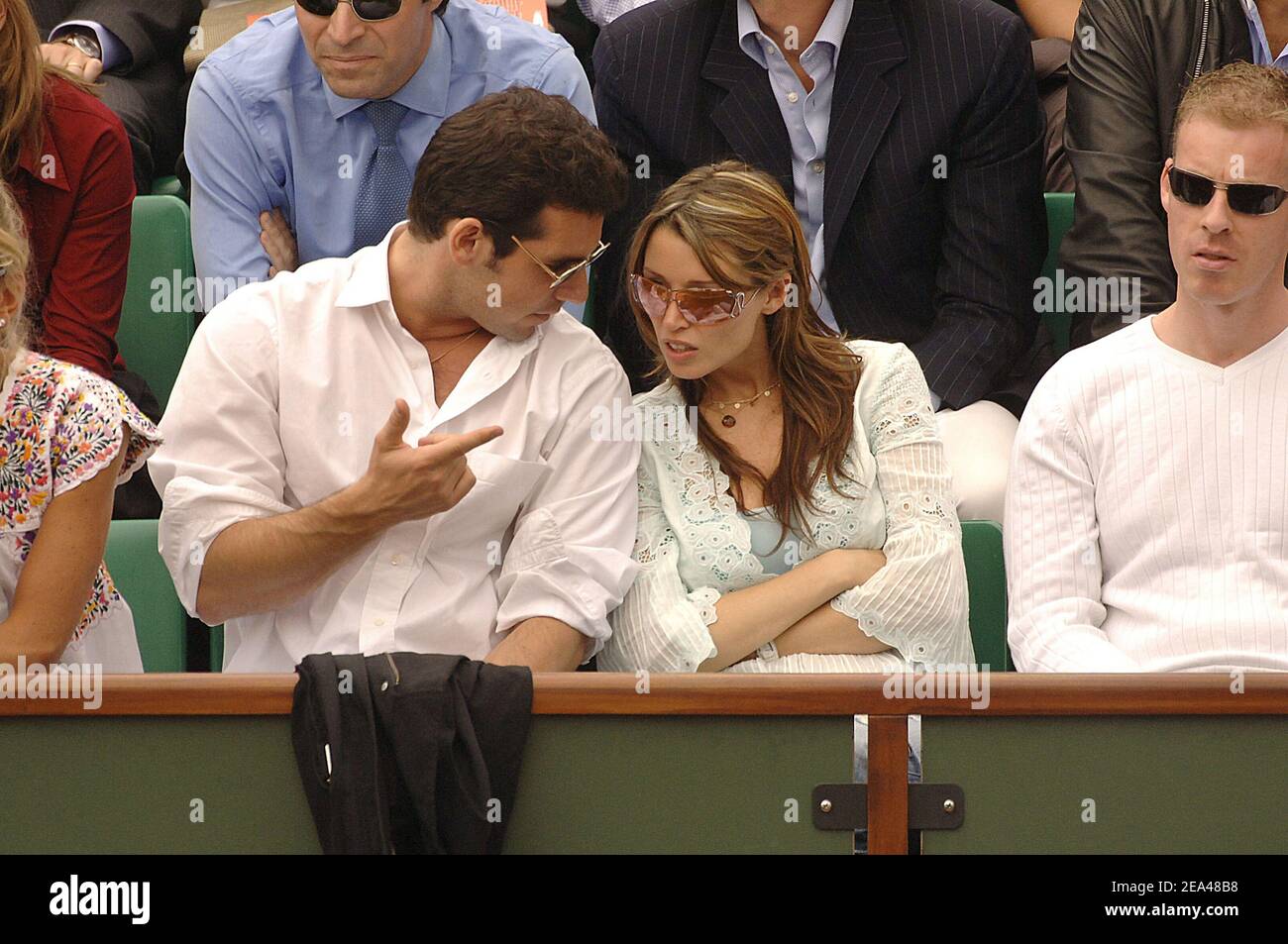 Australian singer Dannii Minogue and her boyfriend Jeremy Banster in the tribune of French tennis Open at Roland Garros in Paris, France on June 1, 2005. Photo by Gorassini-Zabulon/ABACA Stock Photo