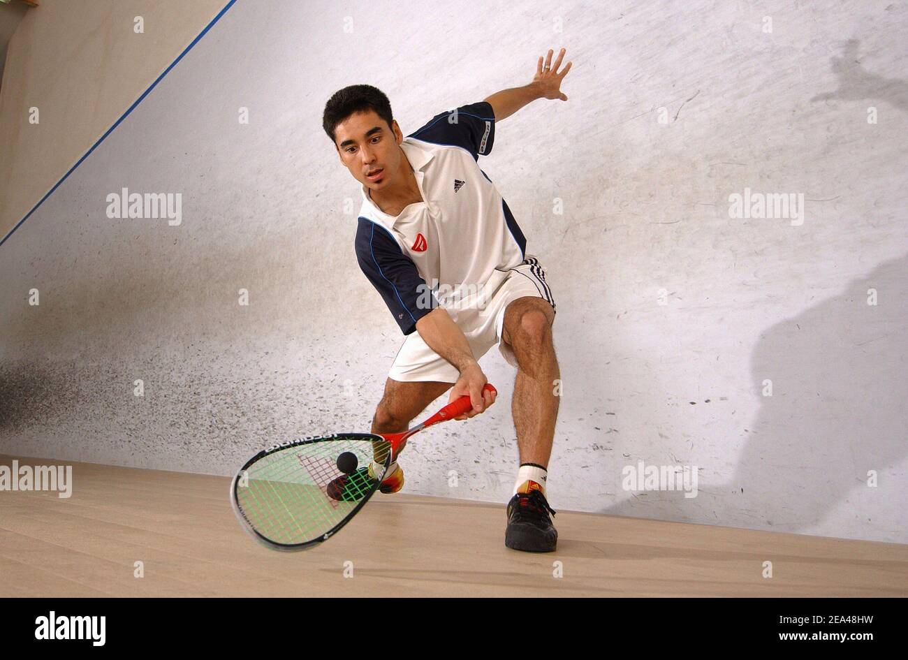 French World Champion squash player Thierry Lincou during photo a session  in Vincennes, near Paris, France, on June 1, 2005. Photo by Stephane  Kempinaire/CAMELEON/ABACA Stock Photo - Alamy