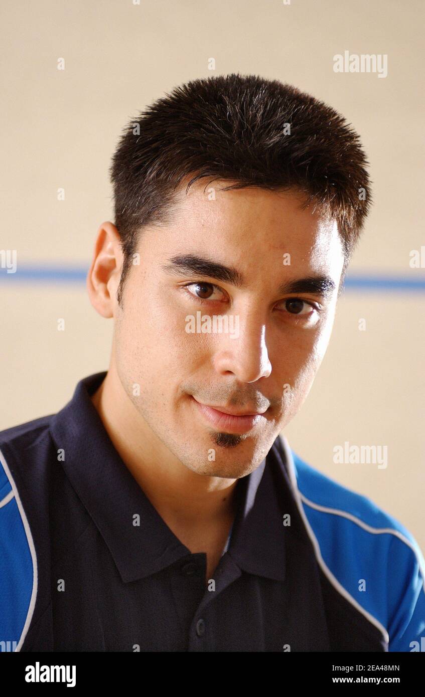 French World Champion squash player Thierry Lincou during photo a session in Vincennes, near