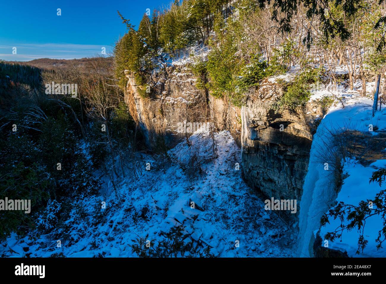 Eugenia Falls Grey Sauble Conservation Area Owen Sound Ontario Canada in winter Stock Photo