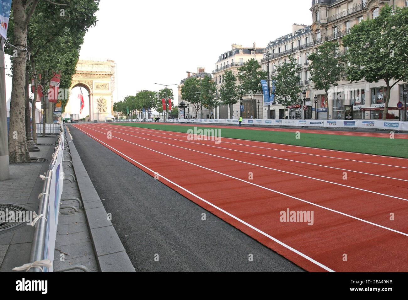 The ChampsElysees in Paris, France is transformed into a symbolic