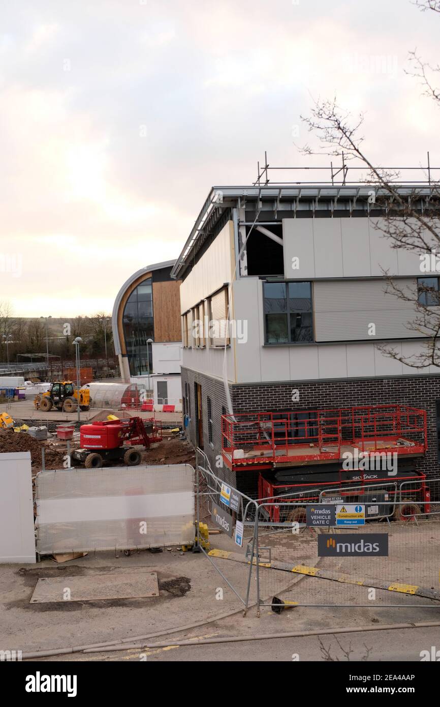 February 2021 - Building site work in Bristol for new Construction skills centre. Stock Photo