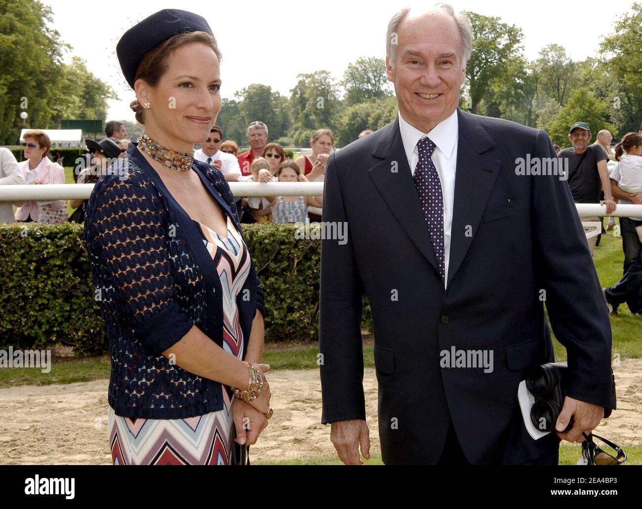 Ismaelien charismatic leader Prince Karim Aga Khan and his daughter Zahra attend the 157th Prix de Diane held on Chantilly racetrack near Paris, France on June 12, 2005. Photo by Bruno Klein/ABACA. Stock Photo