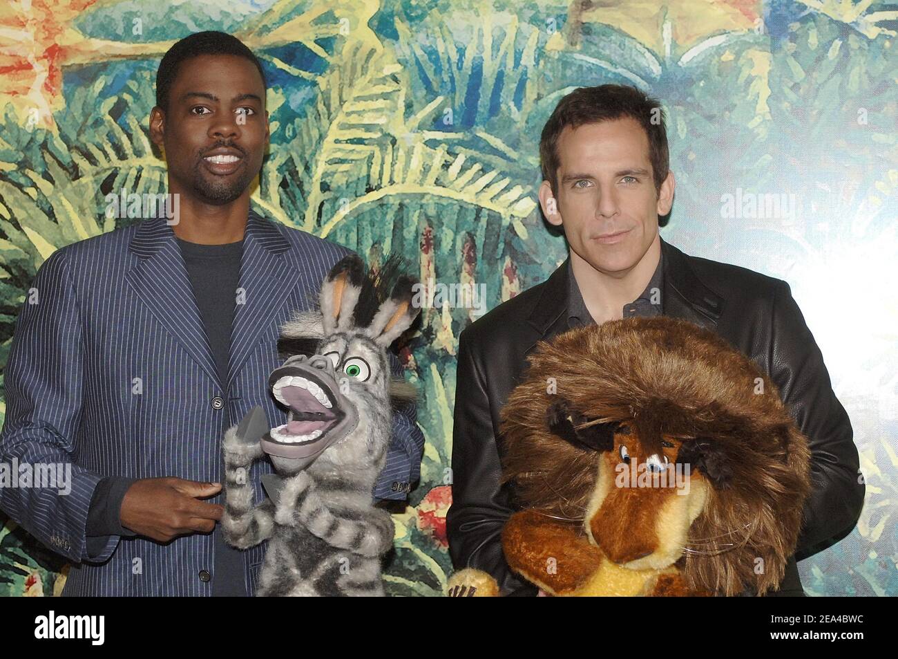 Us actors Chris Rock and Ben Stiller pose at the photocall for their film 'Madagascar' at George V Hotel in Paris, France, on June 13, 2005. Photo by Giancarlo Gorassini/ABACA Stock Photo