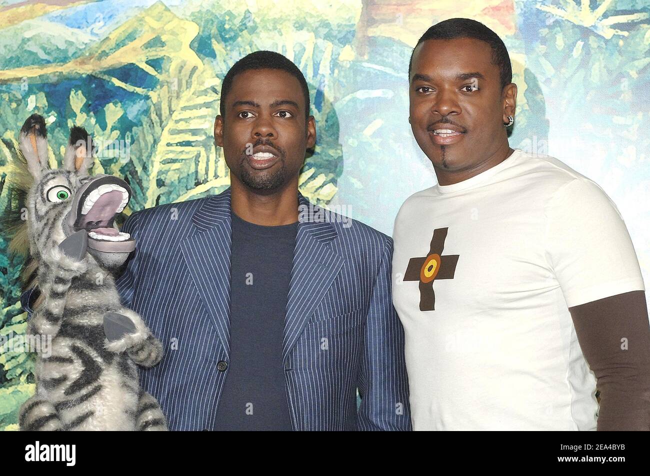 Actors Chris Rock and Anthony Kavanagh pose at the photocall for their film 'Madagascar' at George V Hotel in Paris, France, on June 13, 2005. Photo by Giancarlo Gorassini/ABACA Stock Photo