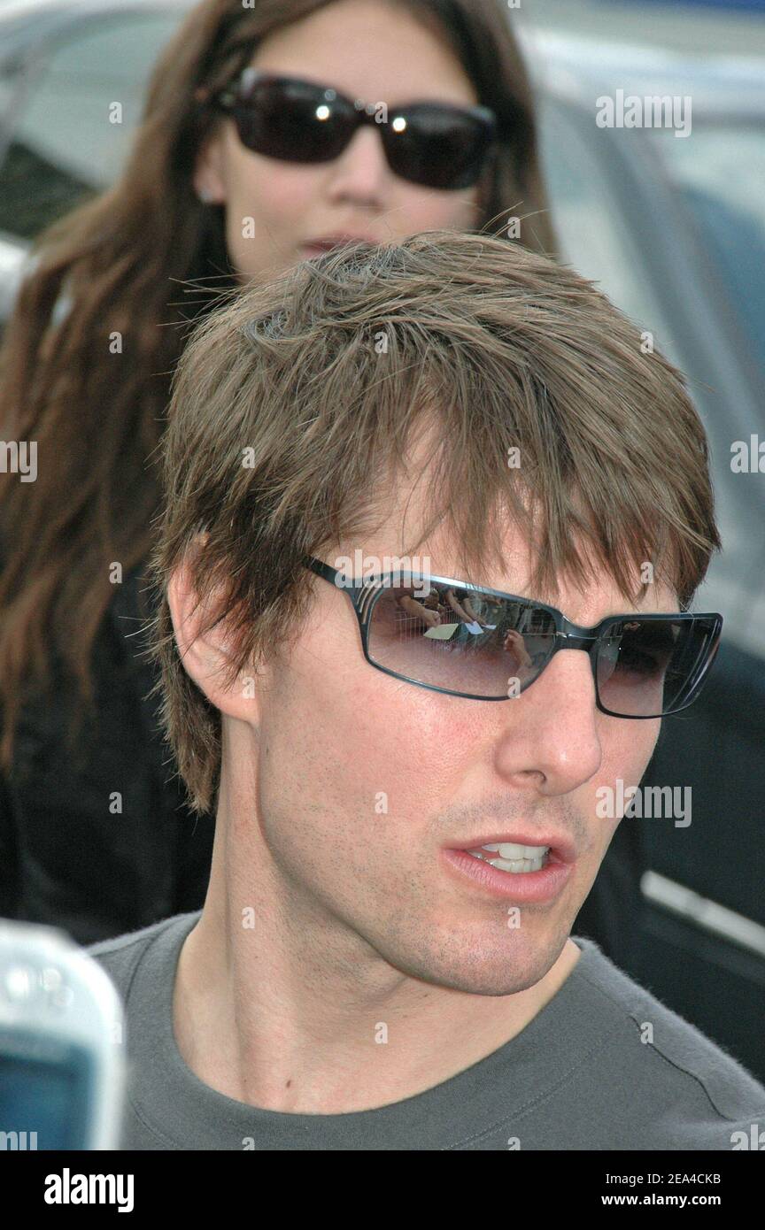 Film star Tom Cruise meets his fans at Gare de Lyon railway station in  Paris, France on June 17, 2005, few hours after he asked his girlfriend  Katie Holmes to marry him.