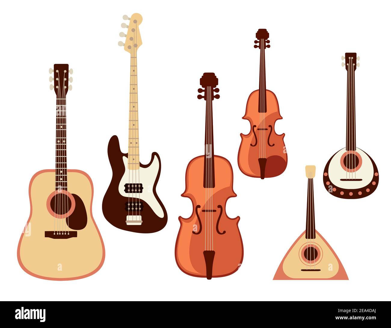Set of classical musical instrument violin guitar balalaika collection