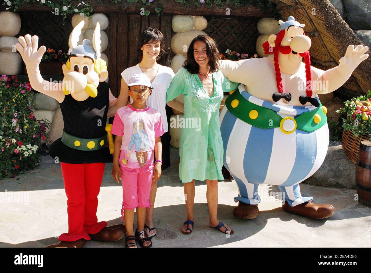 French singer and actress Lio with her children during the inauguration of the new Magic Show at Parc Asterix, near Paris, France, on June 18, 2005. Photo by Audrey Morant/ABACA. Stock Photo