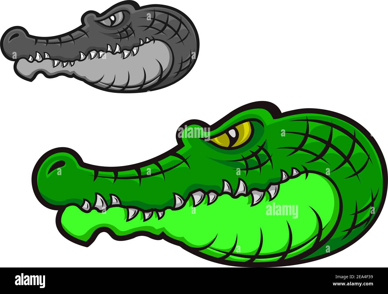 Green cartoon crocodile head for tattoo or mascot design Stock Vector