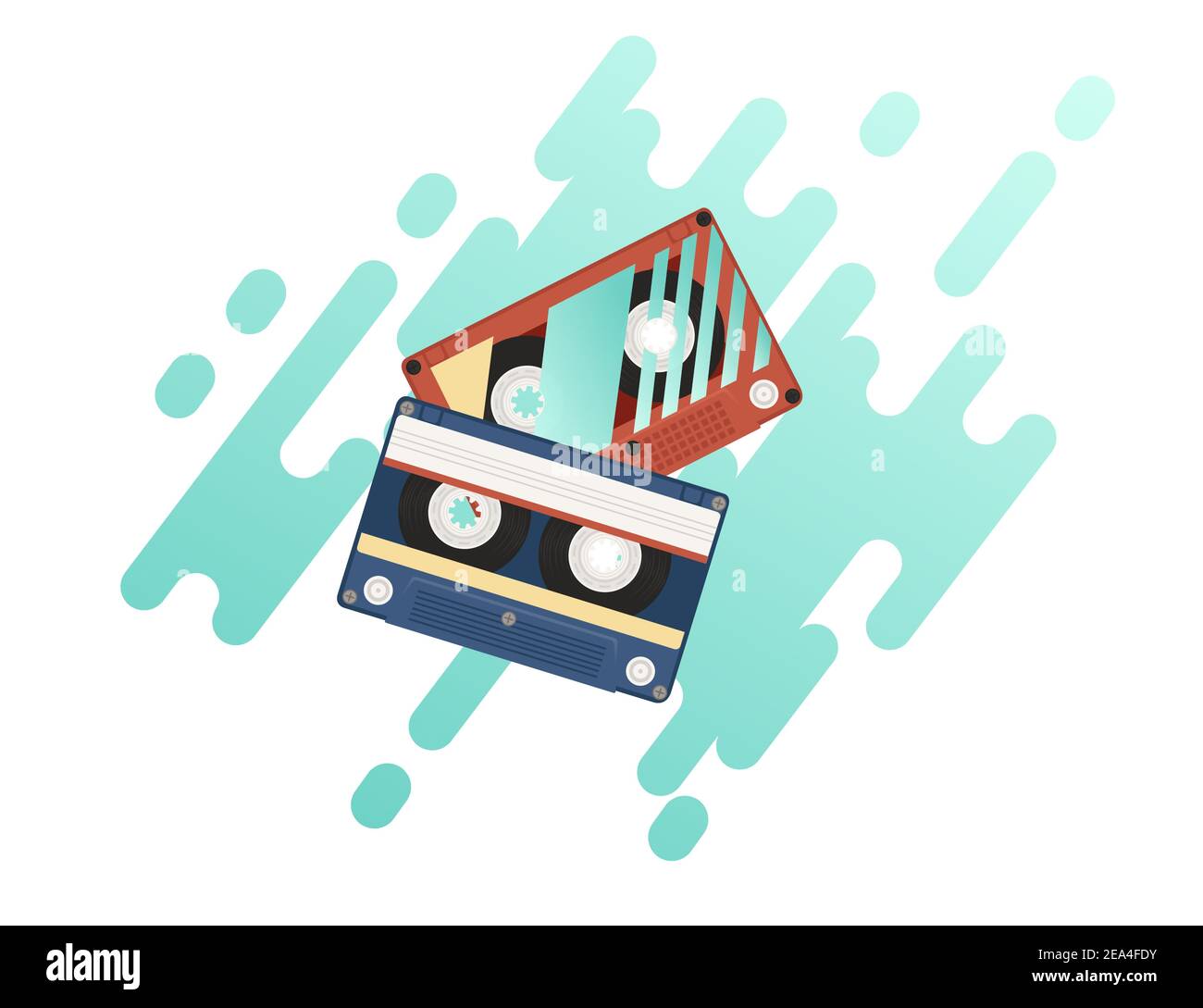 Retro audio cassette with retro pattern vector illustration with ...