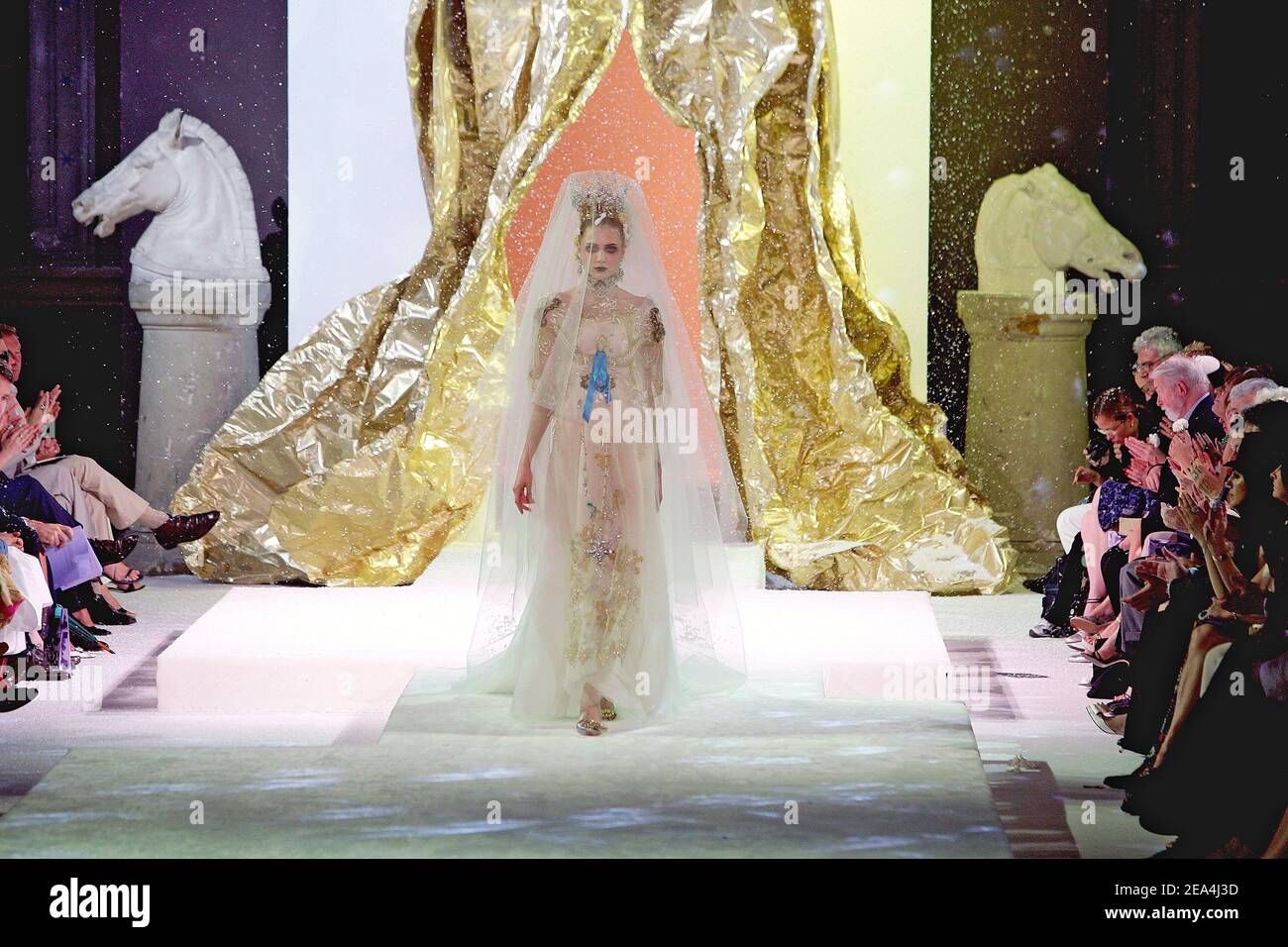 The bride at the end of Christian Lacroix 2005-2006 Fall-Winter Haute-Couture collection presentation in Paris, France, on July 7, 2005. Photo by Java/ABACAPRESS.COM Stock Photo