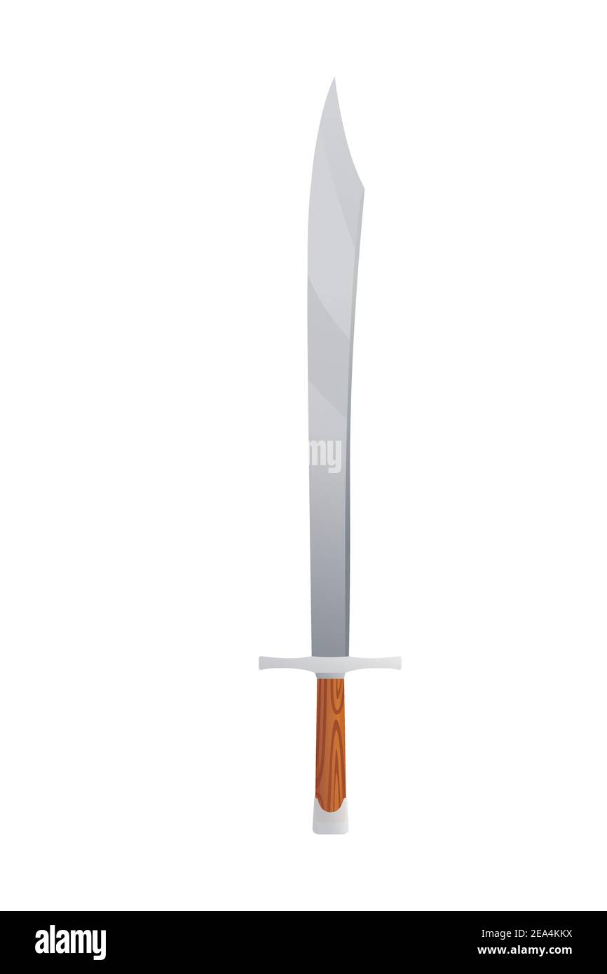 One-handed single-edged european sword medieval weapon used by foot-soldiers vector illustration on white background Stock Vector