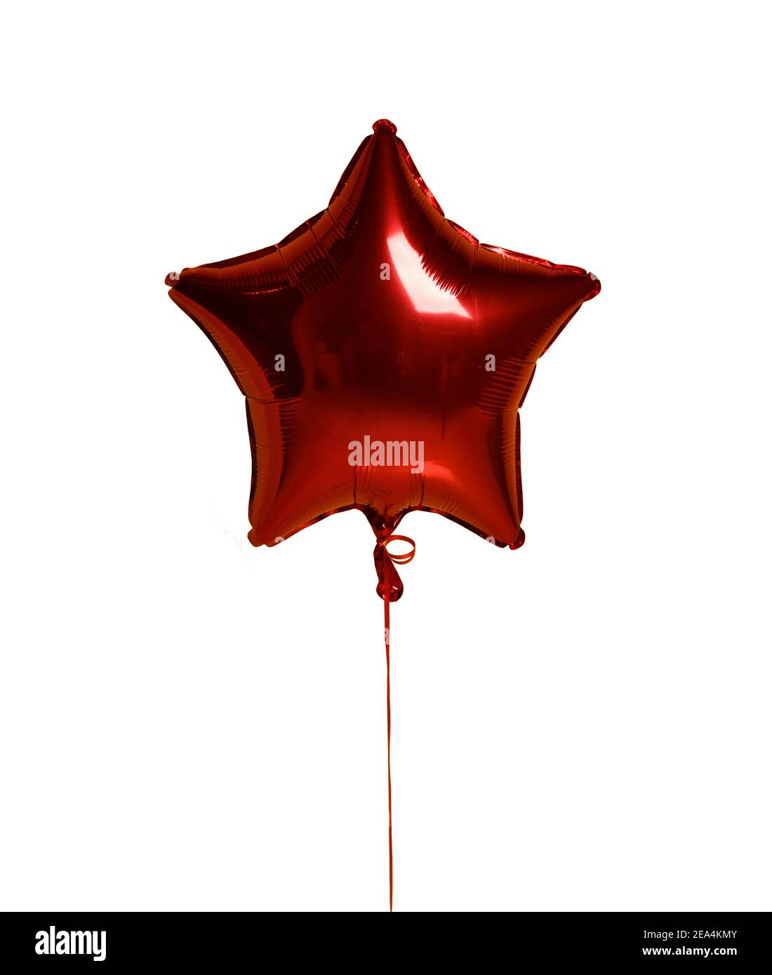 Single big red star metallic balloon ballon object for birthday party isolated on a white  Stock Photo