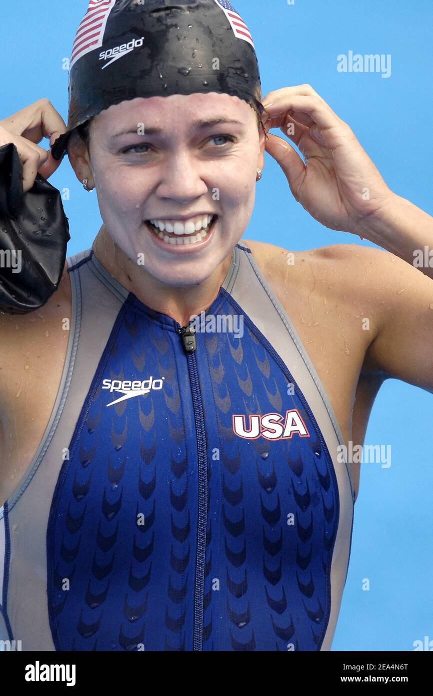 Natalie Coughlin of USA competes on women's 100 m backstroke during the XI FINA World Championships at the Parc Jean-Drapeau, in Montreal, Quebec, Canada, on July 25, 2005. Photo by Nicolas Gouhier/CAMELEON/ABACAPRESS.COM Stock Photo
