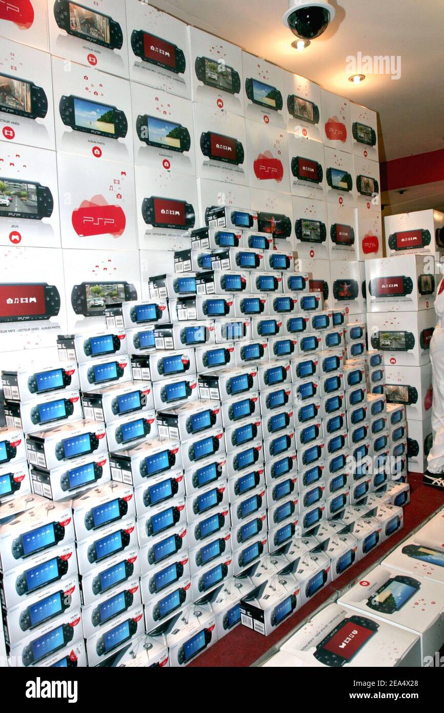 Launch party of Sony's new PlayStation Portable hosted by Fun Radio at the  Virgin Megastore on the Champs-Elysees in Paris, France, on August 31,  2005. Sony launched its new game console at