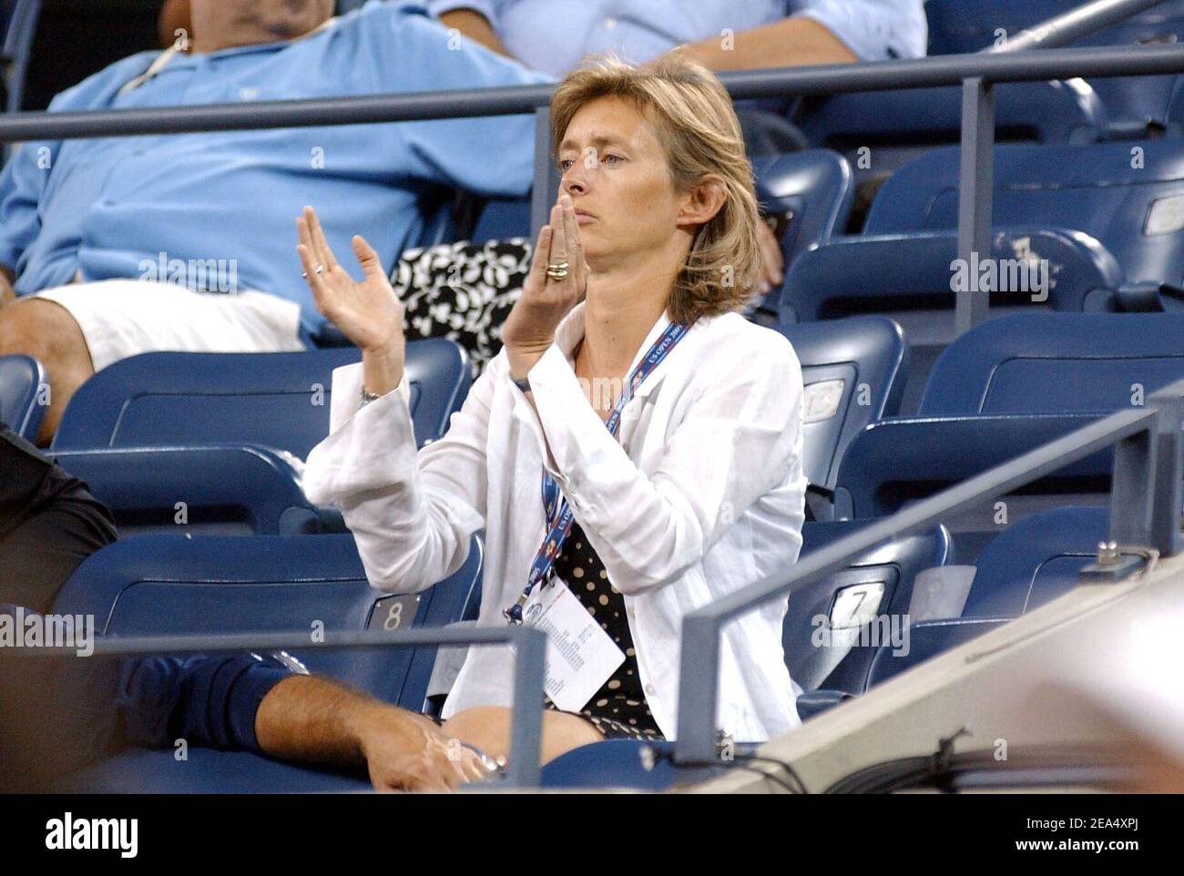 Amelie Mauresmo's girlfriend, Geraldine, at the 2005 US Open, held at the  Arthur Ashe stadium in Flushing Meadows, New York on Thursday September 1,  2005. Photo by Nicolas Khayat/Cameleon/ABACAPRESS.COM Stock Photo -