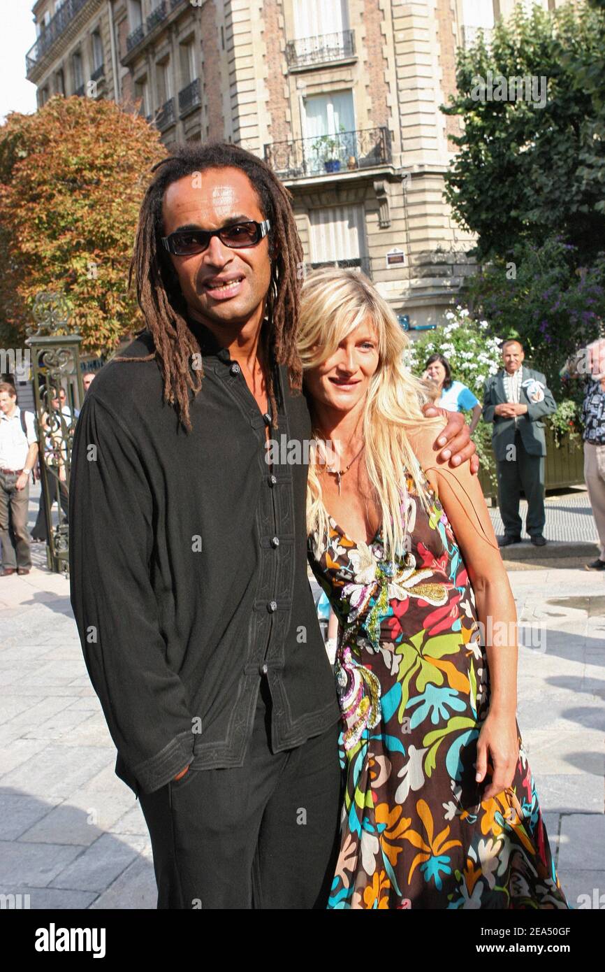Former French tennis player Yannick Noah and his wife Isabelle attend the  civil wedding of former French tennis player Henri Leconte with Florentine,  at the city hall in Levallois, near Paris, France,