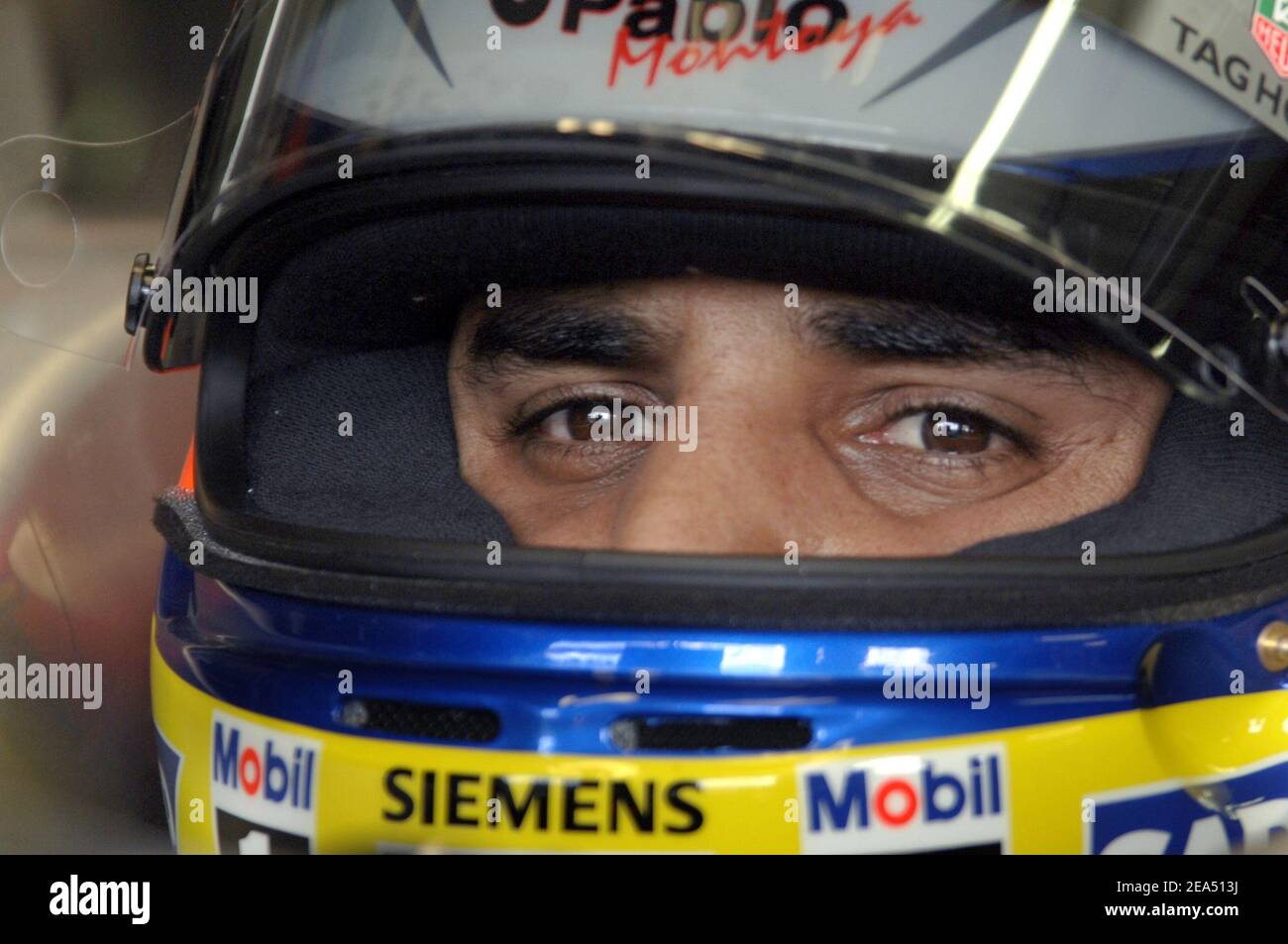 Colombian Formula One driver Juan Pablo Montoya during the qualifying session on Spa Francorchamps circuit, at the Belgian Grand Prix, September 10, 2005. Photo by Thierry Gromik/ABACAPRESS.COM Stock Photo