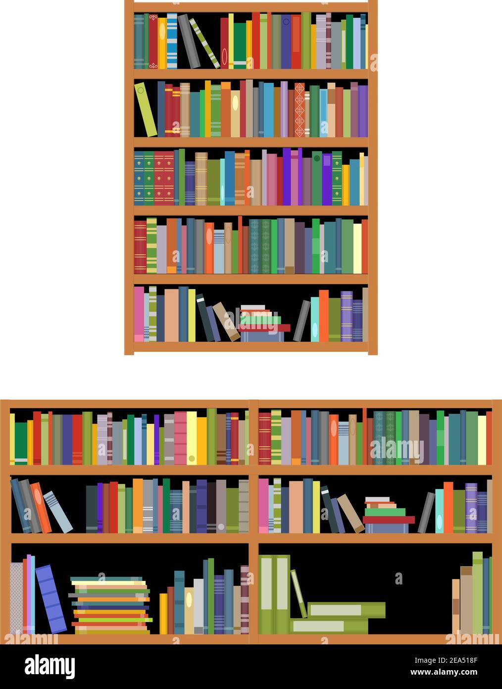 Bookshelf With Books Isolated On White Background For Education Or Interior Design Stock Vector Image Art Alamy