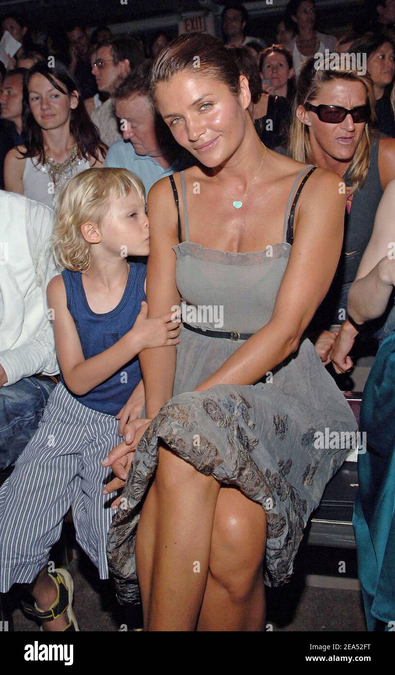 Danish-born top model Helena Christensen with her son Mingus Reedus attends Calvin  Klein Spring 2006 fashion show during Olympus Fashion Week at Milk Studios  in New York City, NY, USA, on September