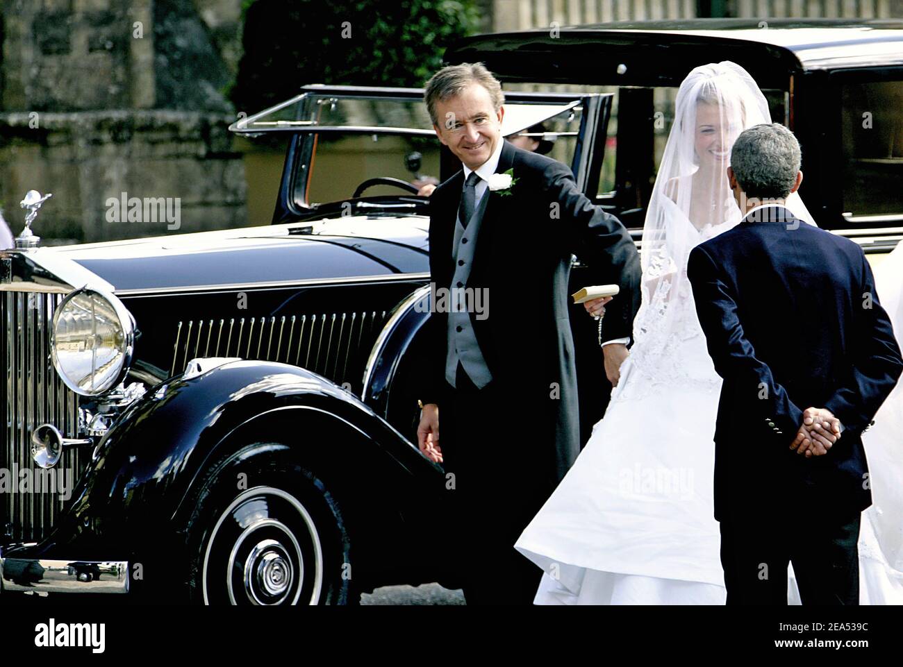 Wedding of Delphine Arnault and Alessandro Gancia in Bazas, South West of  France on September 17, 2005. Her father Bernard Arnault, C.E.O of LVMH  Empire and his wife Helene Mercier Arnault attend