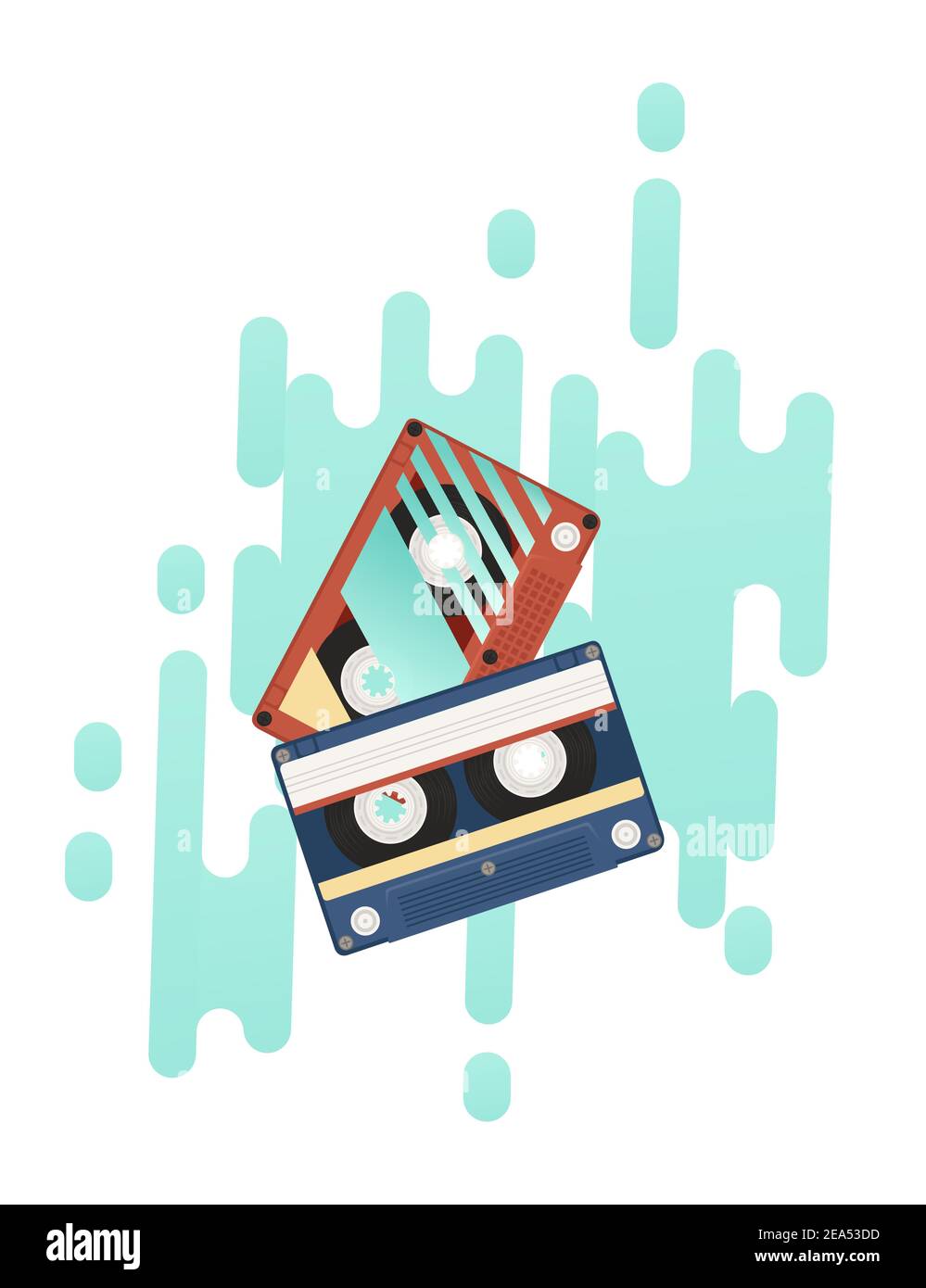 Retro audio cassette with retro pattern vector illustration with ...