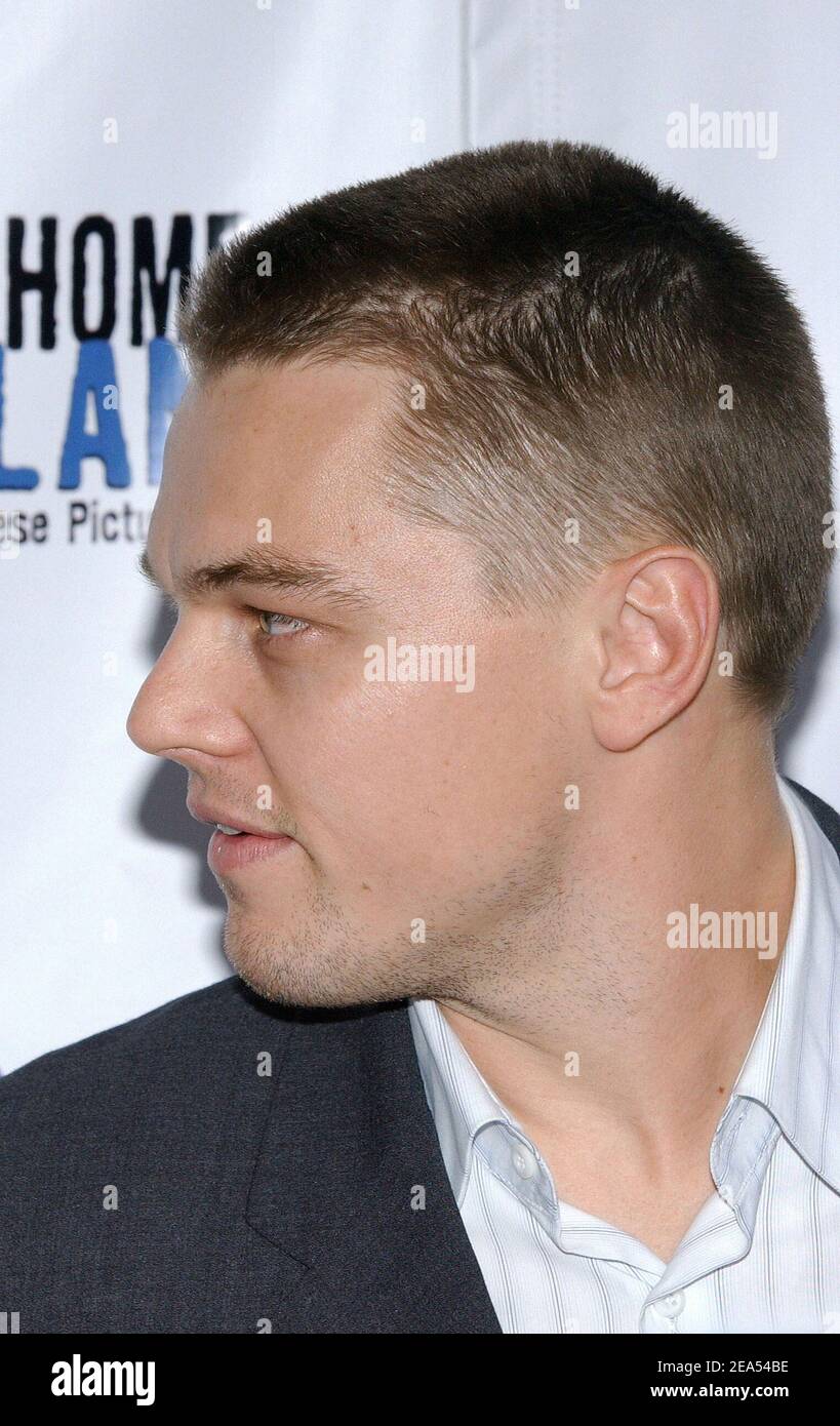 Leonardo DiCaprio, sporting a new hairdo, arrives at the feature-lenght  biography fil 'No Direction Home : Bob Dylan' premiere held at the Ziegfeld  theatre in New York, NY, USA, on Monday September