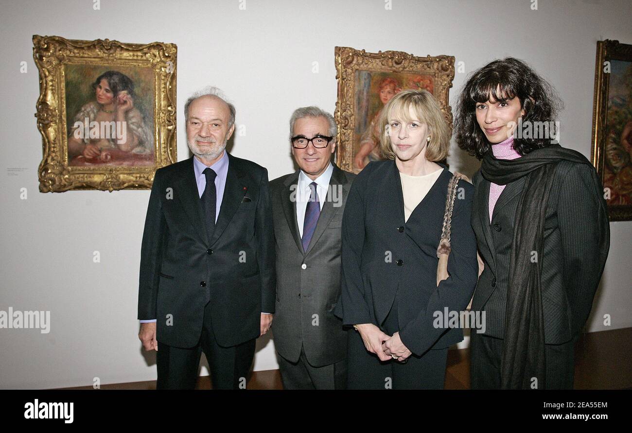 French director Claude Berri, US film director Martin Scorsese and his wife Helen Morris and Sophie Renoir attend the inauguration of the new Cinematheque Francaise in Paris, France designed by US architect Frank O. Gehry, on september 26, 2005. Photo by Laurent Zabulon/ABACAPRESS.COM Stock Photo