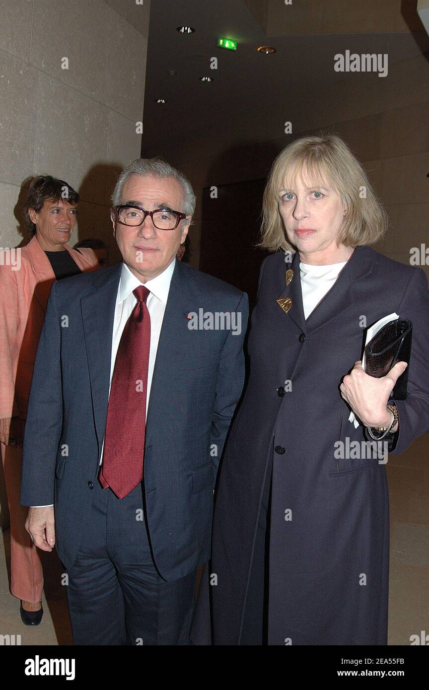 US Director Martin Scorsese and his wife Helen Morris attend the screening of Jean Renoir's 'Le Fleuve' for the inauguration of the new building of 'La Cinematheque Francaise' built by US architect Frank O. Gehry, in Paris, France, September 26, 2005. Photo by Denis Guignebourg/ABACAPRESS.COM Stock Photo