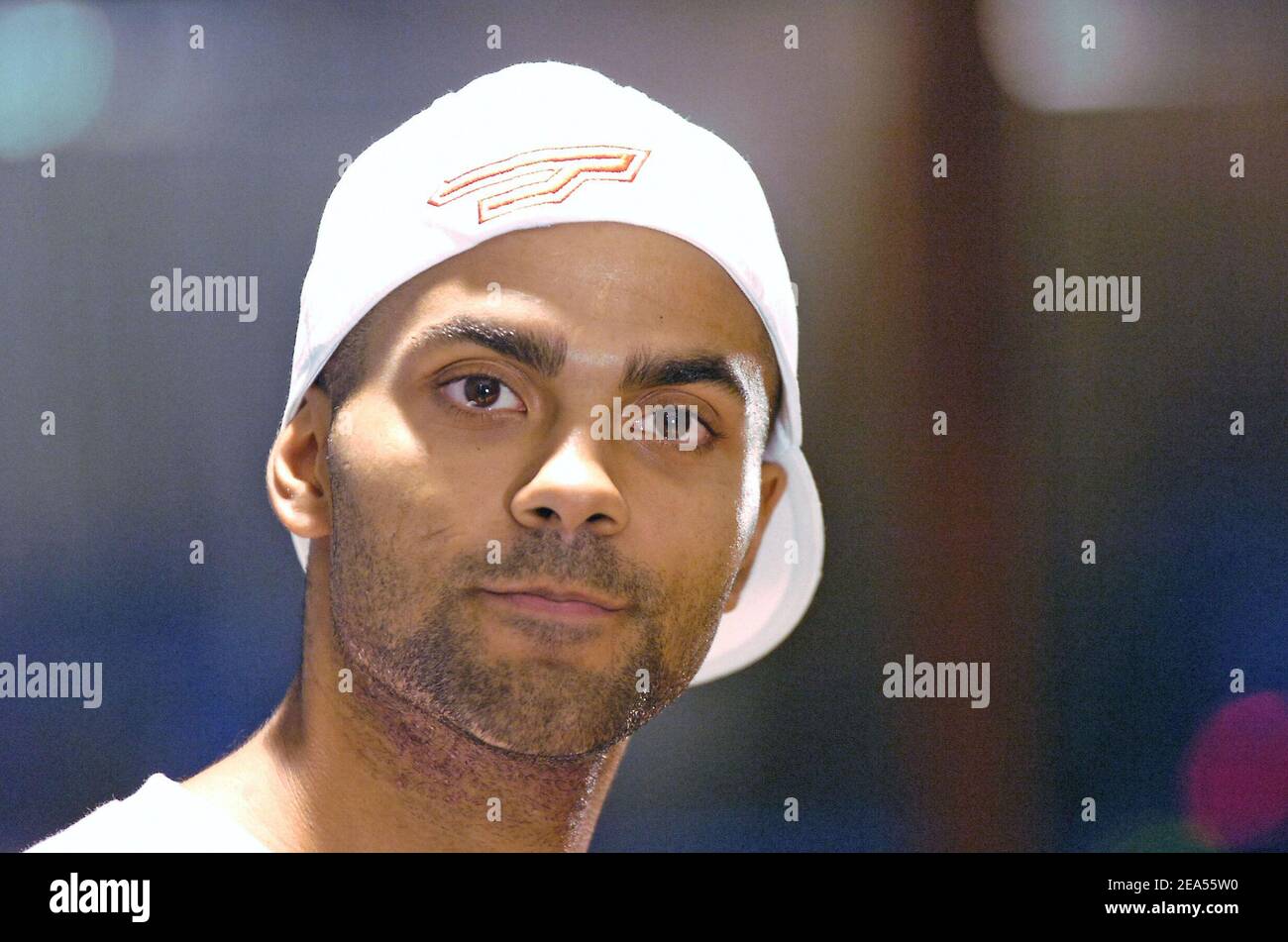 French basket player Tony Parker of San Antonio Spurs participates to a Powerade party in Issy-les-Moulineaux, near Paris, in France, on September 27, 2005. Photo by Nicolas Gouhier /CAMELEON/ABACAPRESS.COM Stock Photo
