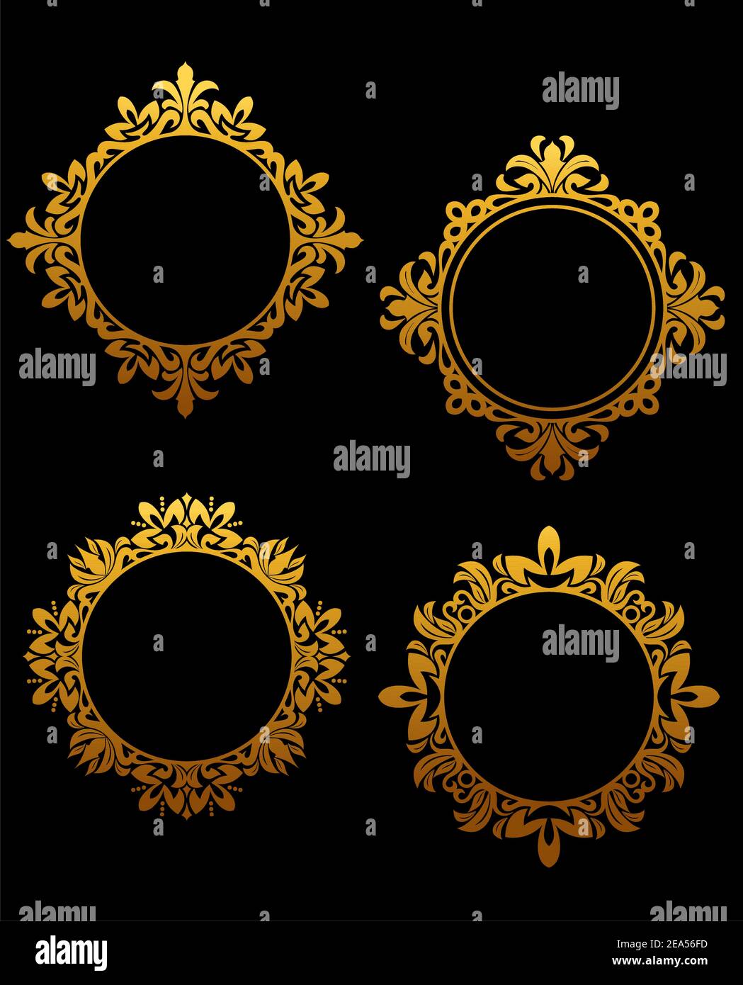 Set of vintage golden frames for design in victorian style Stock Vector ...