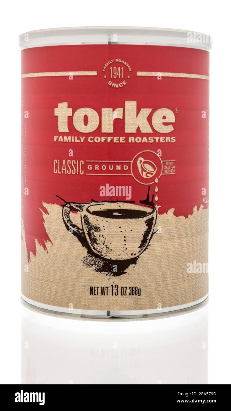 Winneconne, WI -30 January 2021: A package of Torke family coffee roasters coffee on an isolated background. Stock Photo