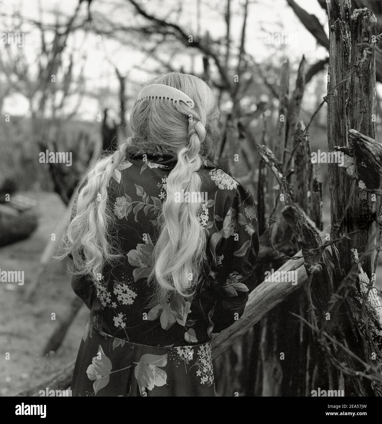 A old woman with hair braids , Lara state, Venezuela , South America Stock Photo