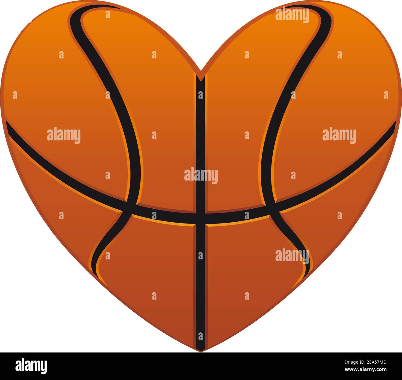Realistic basketball heart isolated on white background for sports