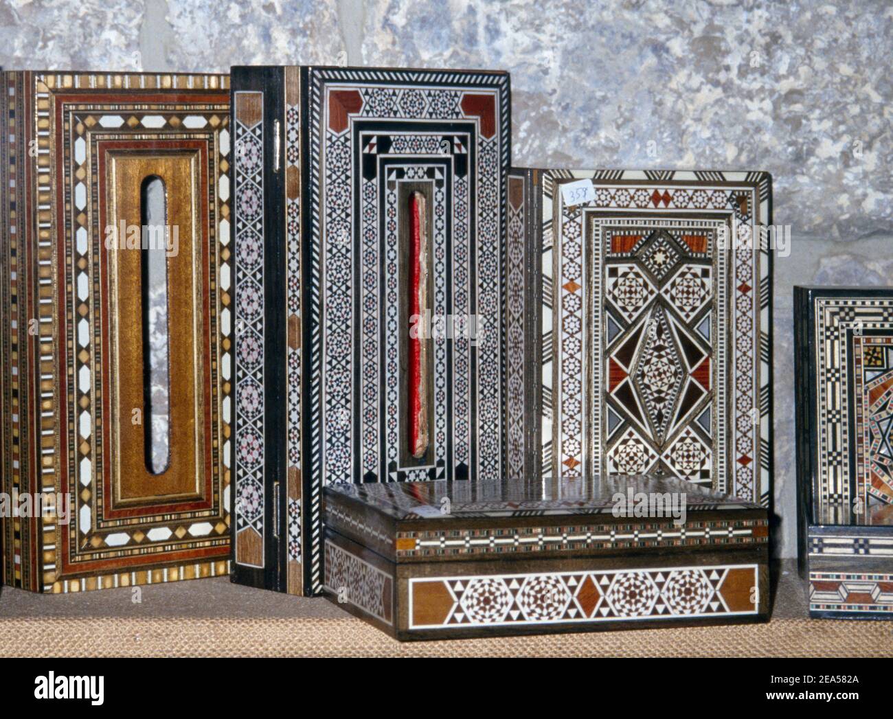 Beit Eddine Lebanon Crafts Inlaid Jewellery Boxes Stock Photo
