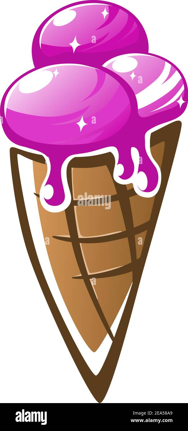 Fresh vanilla ice cream cone in cartoon style Stock Vector Image & Art ...