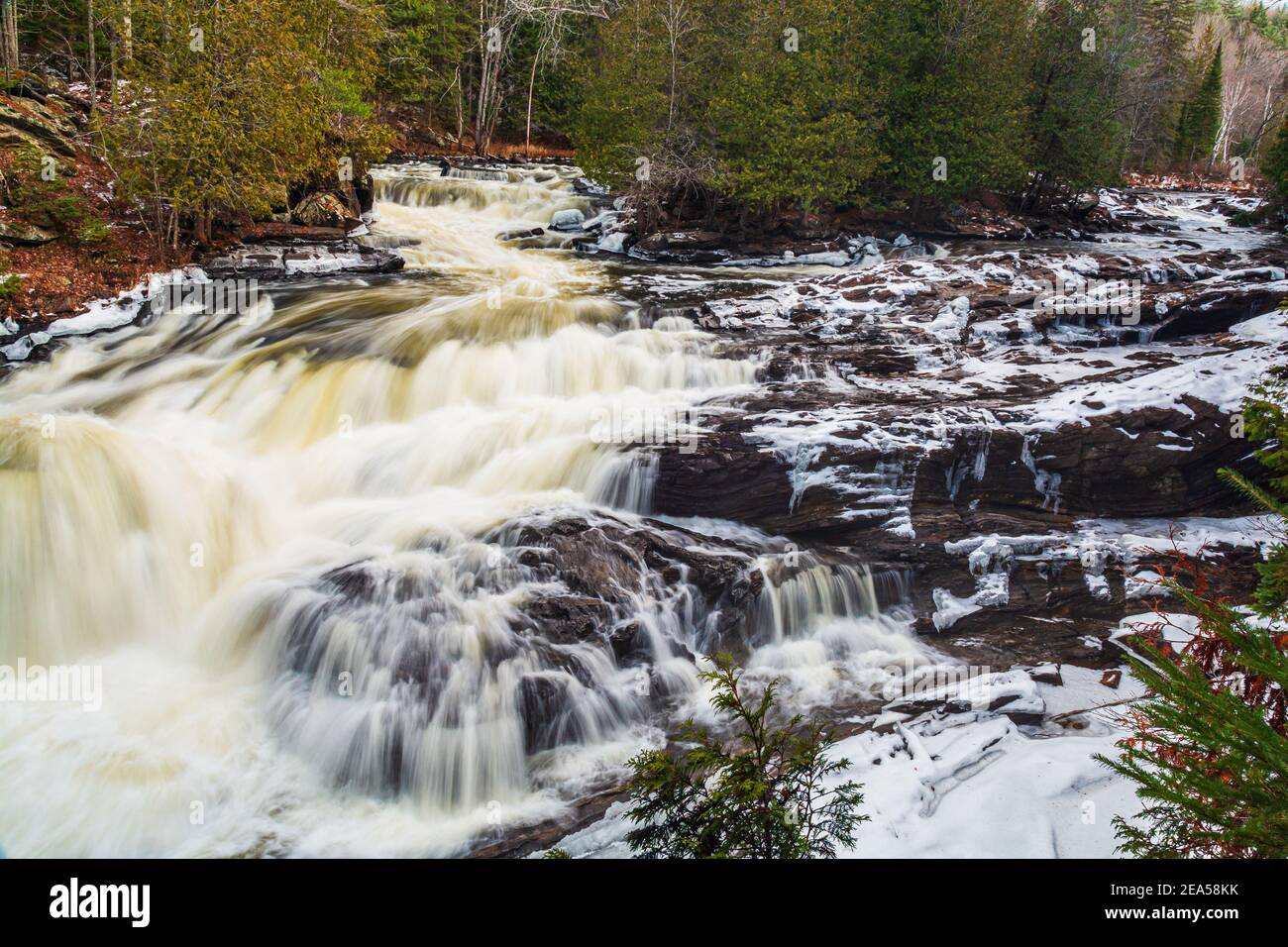 Egan Chutes Conservation Area Bancroft Ontario Canada in Winter Stock