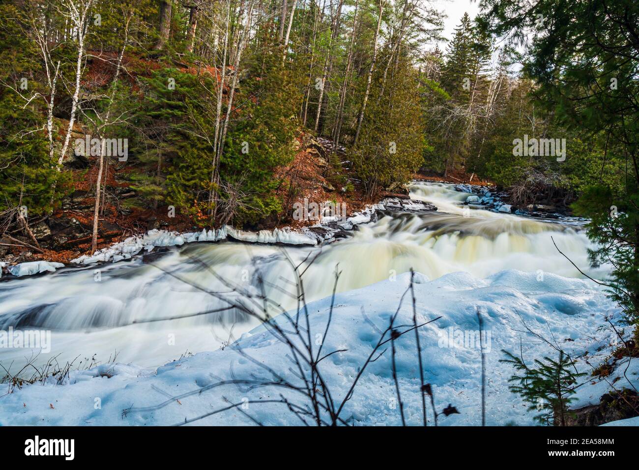 Egan Chutes Conservation Area Bancroft Ontario Canada in Winter Stock