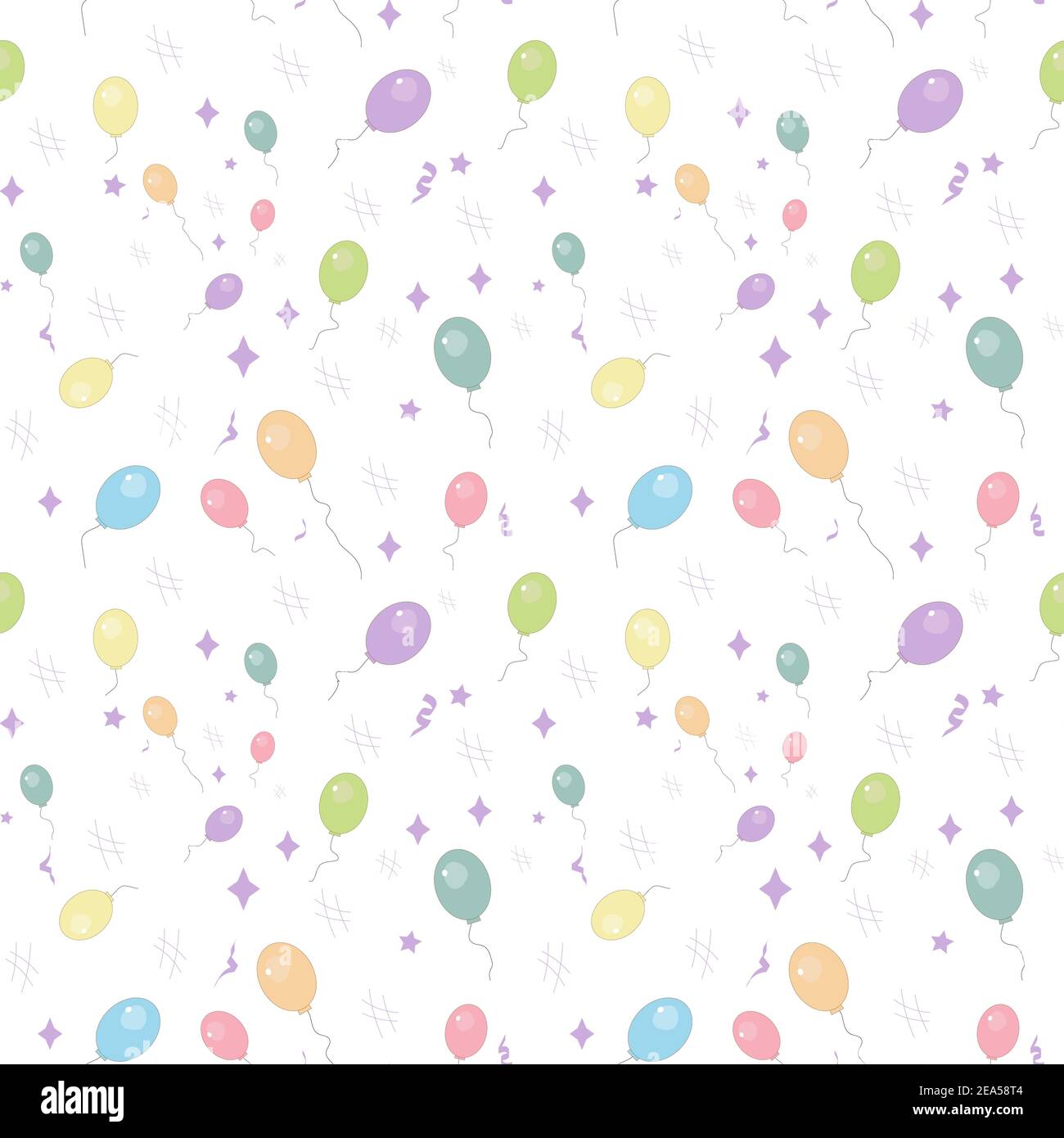 Festive seamless pattern with colorful balloons and confetti. For ...